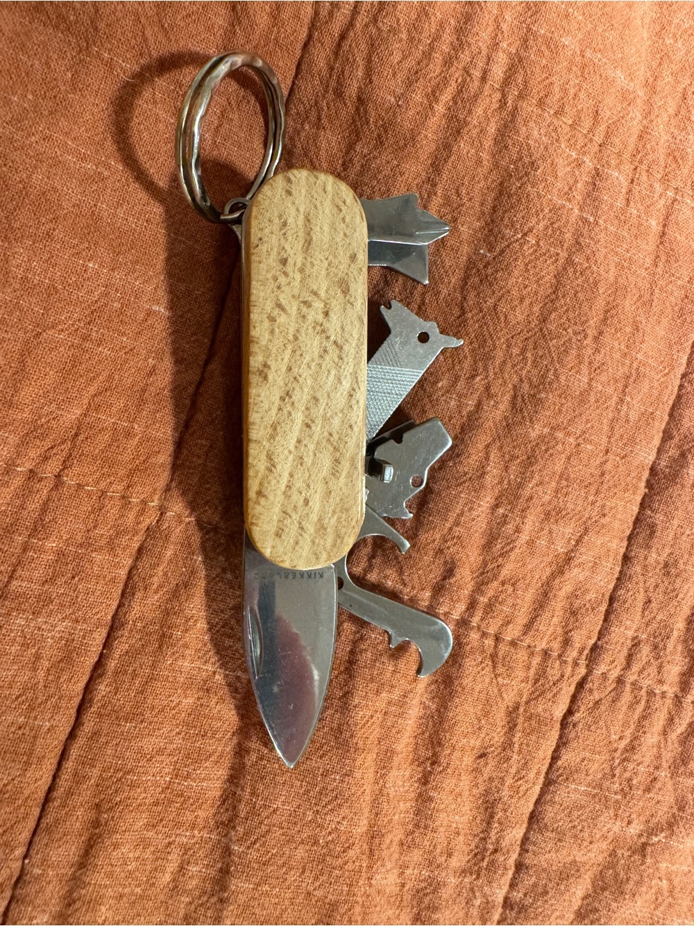 Kikkerland Wood-Handle Pocket Multi-Tool — Natural Wood and Silver